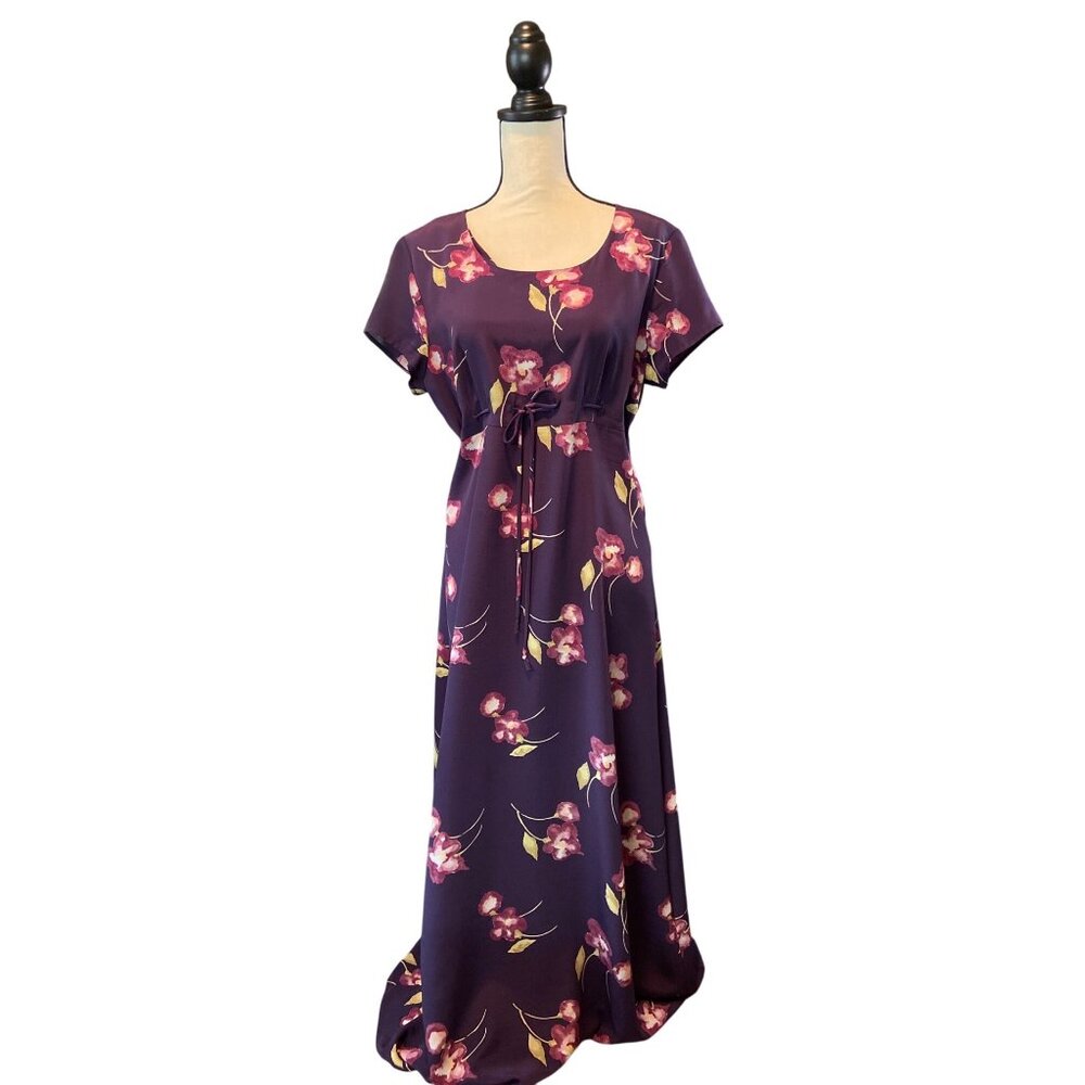 Paul Harris Design Womens Maxi Dress L Purple Floral Boho Chic Tropical Resort